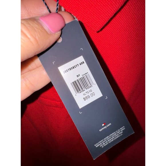 Tommy Hilfiger Mens Red Slim Fit Polo Shirt XL NWT Casual Classic Preppy Y2K - Picture 4 of 9